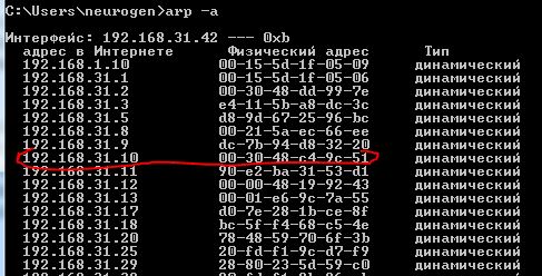 arp mac address
